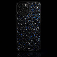 iPhone AeroFused™ Diamond Blue - Forged Carbon Fiber case with deep blue and black gemstone-inspired finish.