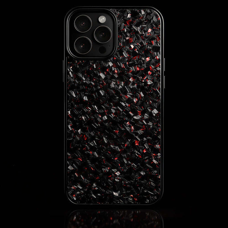 iPhone AeroFused™ Imperial Red case showcasing forged carbon fiber with a bold ruby hue and sleek design.