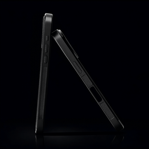 iPhone AeroFused™ Diamond Blue case design showcasing sleek profiles against a dark background.